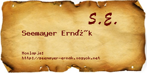 Seemayer Ernák névjegykártya